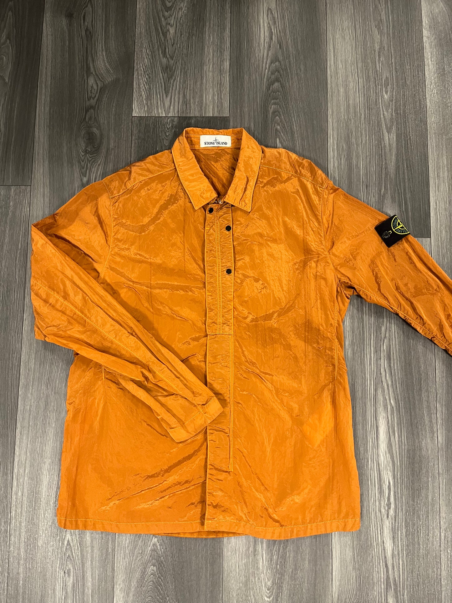Stone Island Garment Dyed Nylon Overshirt Orange XL 3663