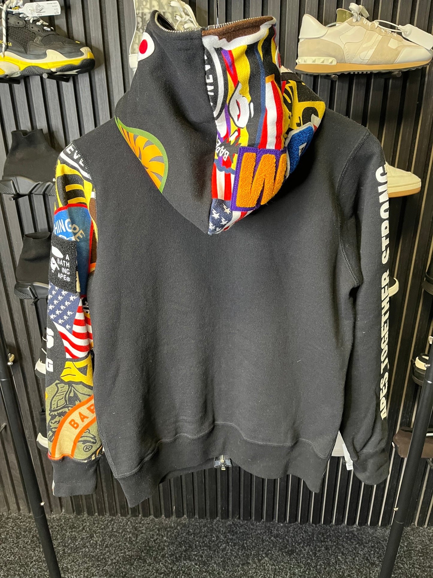 A Bathing Ape Patched Shark Zipped Hooded Sweater Small 3151