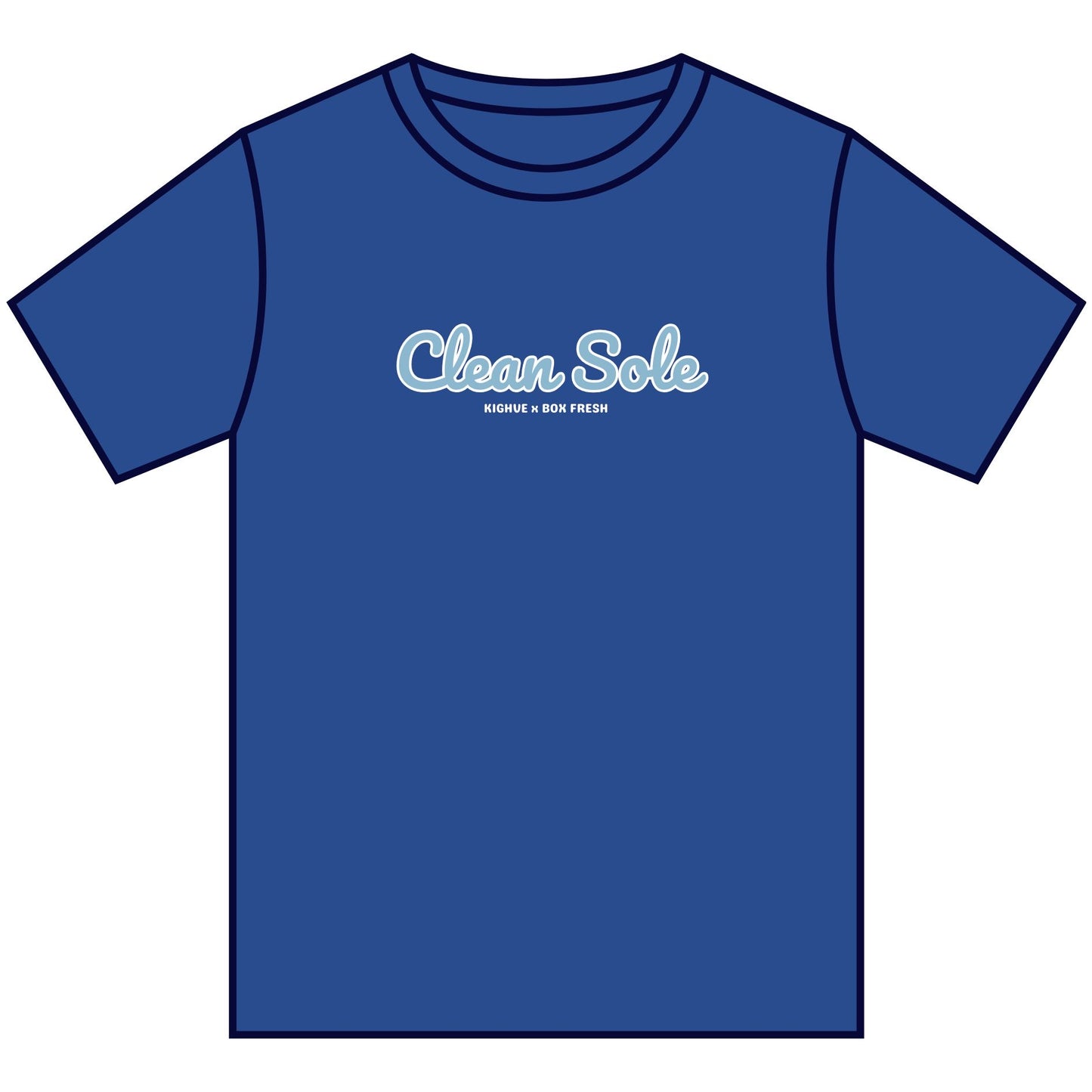 Clean Sole Script Tee Dark Blue Kighve x Box Fresh