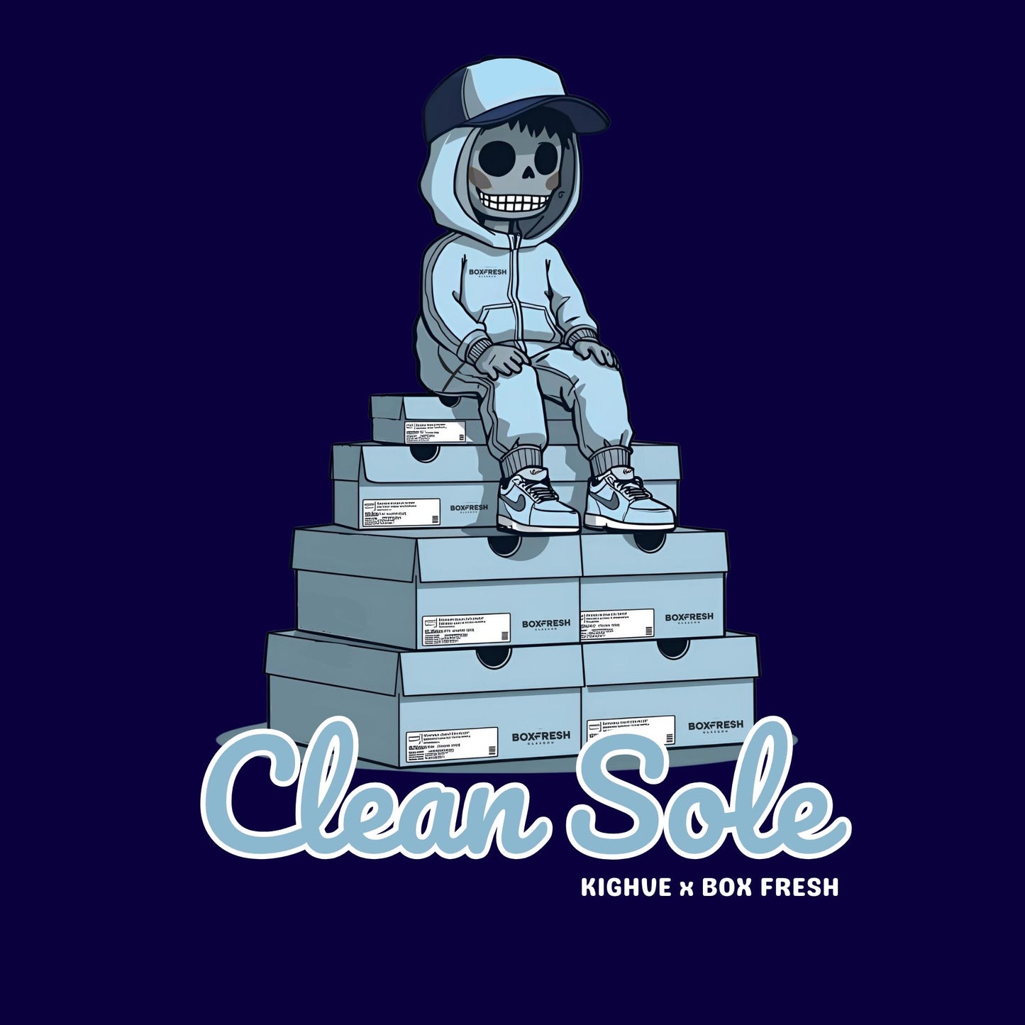 Stacked Tee Dark Blue Kighve x Box Fresh