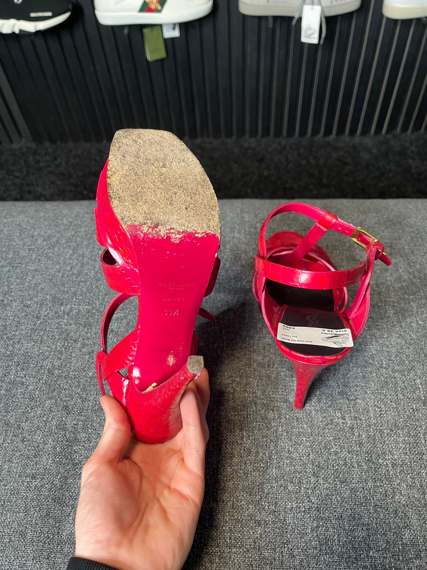 Saint Laurent Tribute Platform Sandals Red Size 39.5 3258