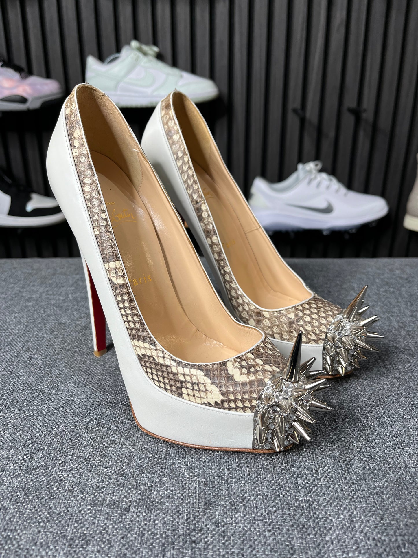 Christian Louboutin Platform Snakeskin White UK5 EU38
