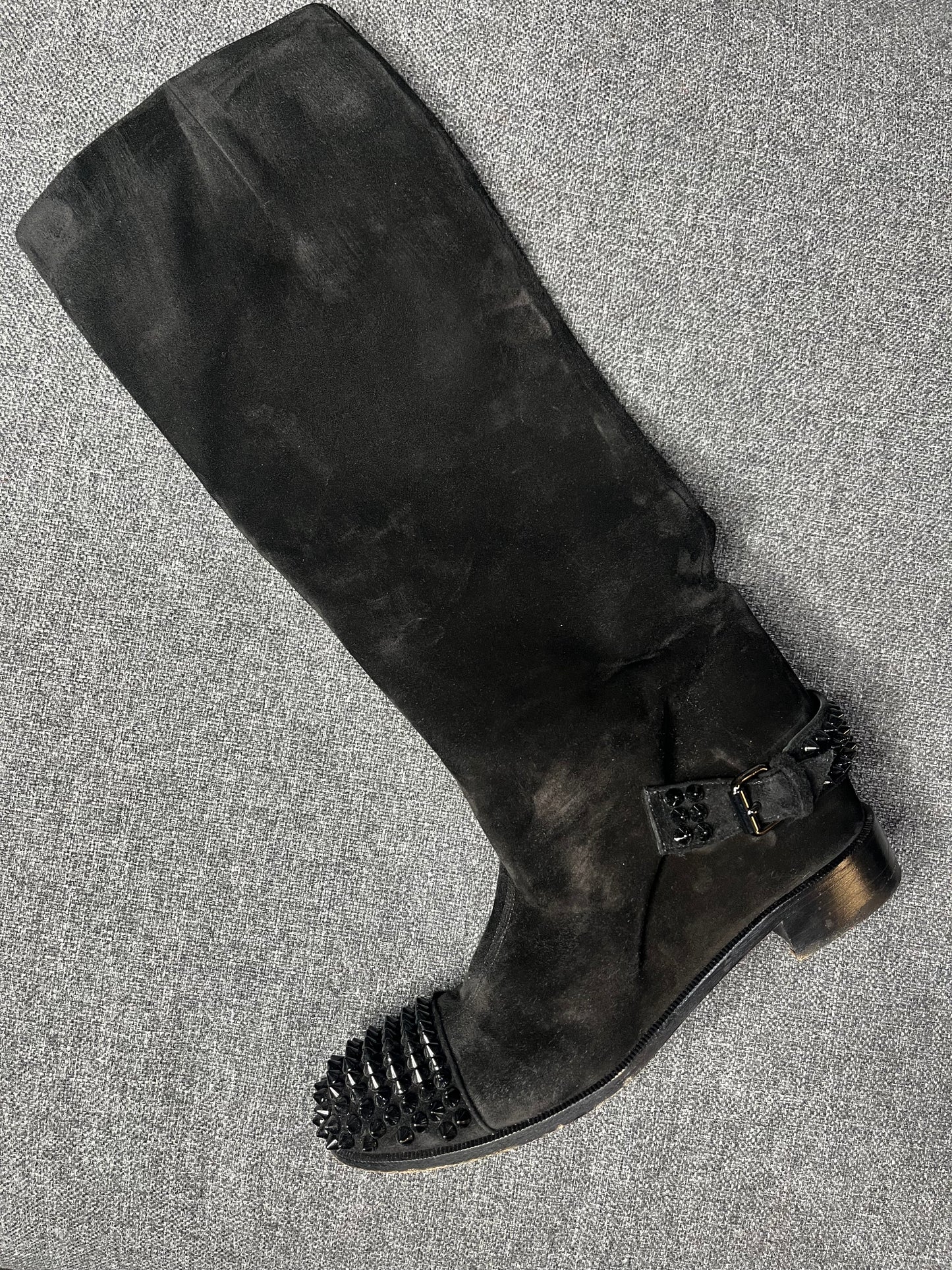 Christian Louboutin Egoutina Black Suede Flat Boot UK4 EU37