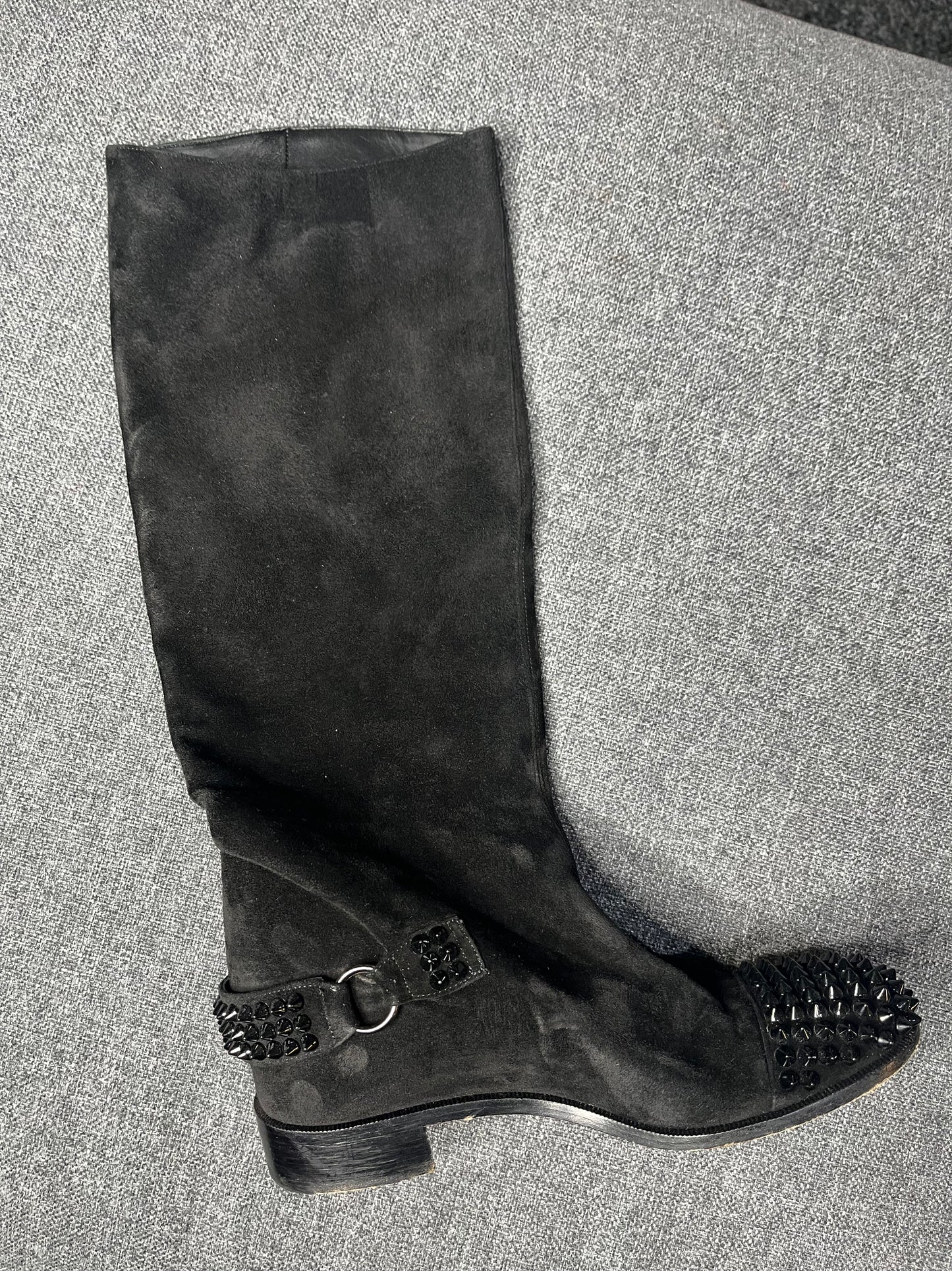 Christian Louboutin Egoutina Black Suede Flat Boot UK4 EU37