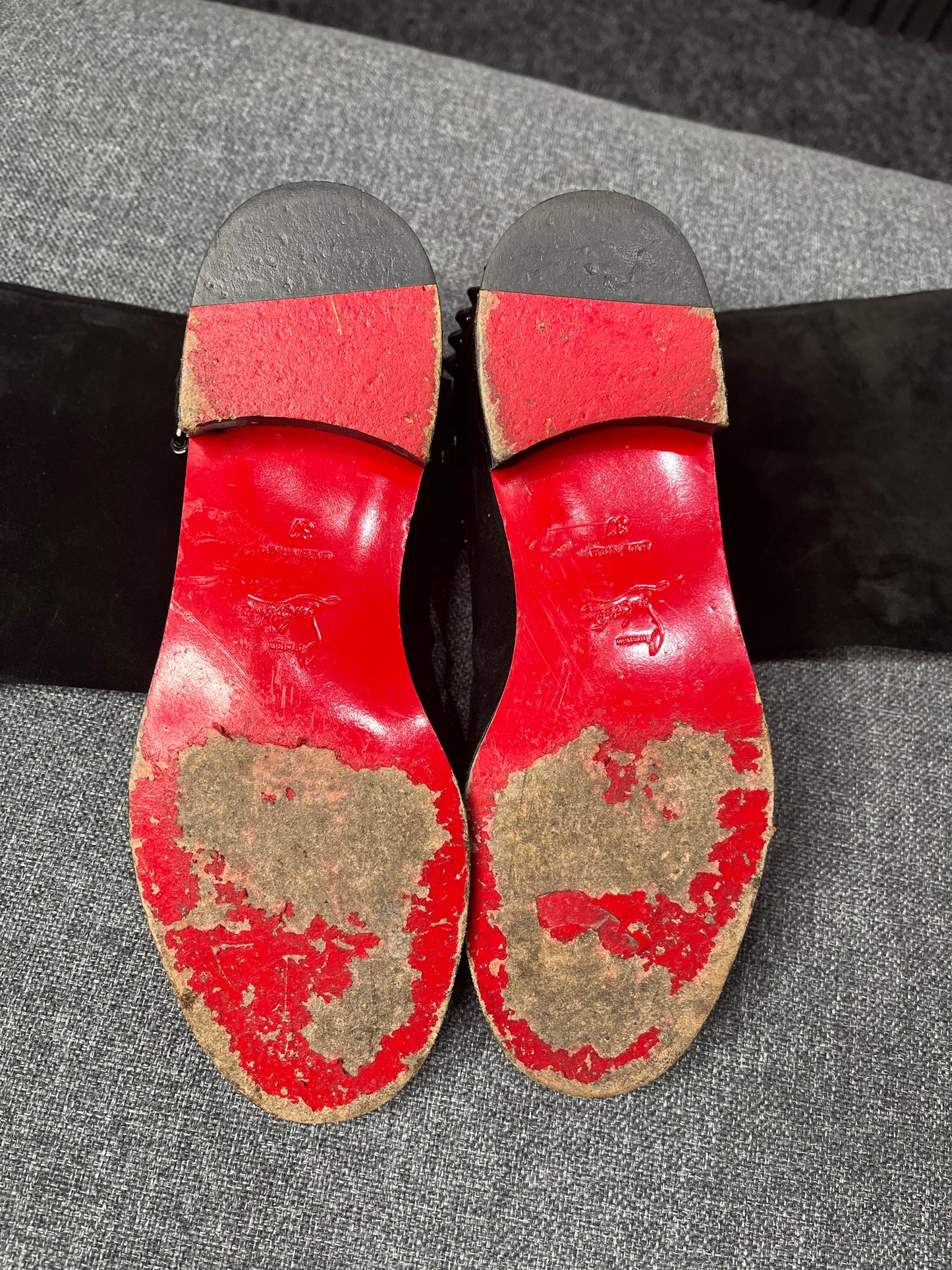 Christian Louboutin Egoutina Black Suede Flat Boot UK4 EU37