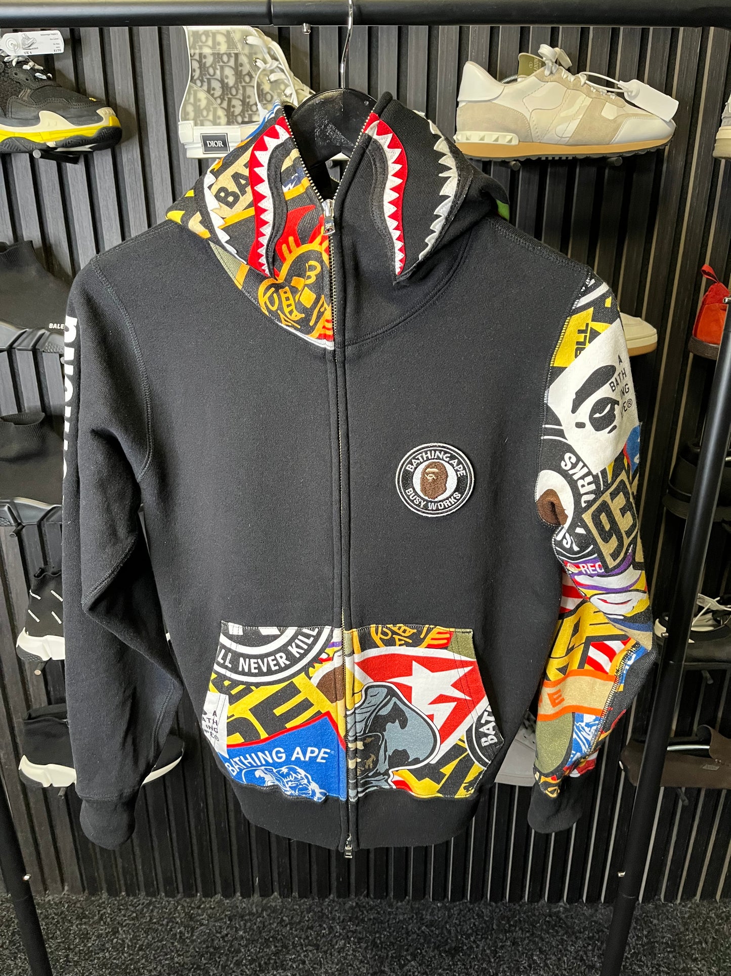 A Bathing Ape Patched Shark Zipped Hooded Sweater Small 3151