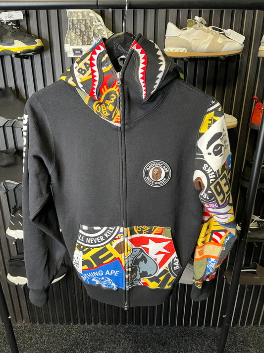 A Bathing Ape Patched Shark Zipped Hooded Sweater Small 3151