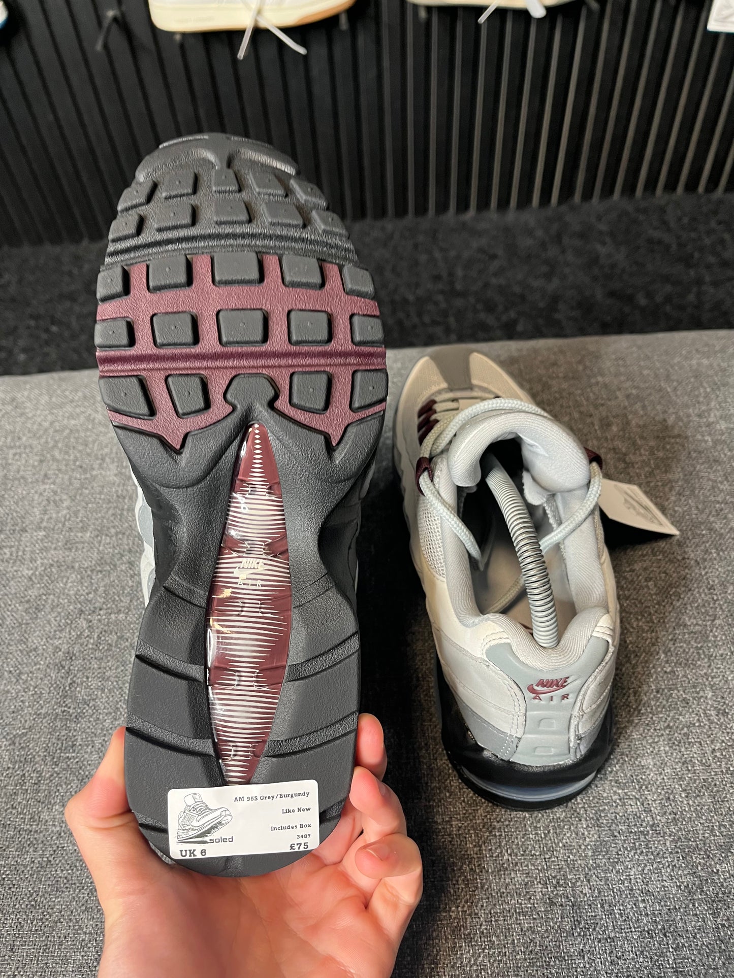 Air Max 95s Grey/Burgundy UK 6 3487