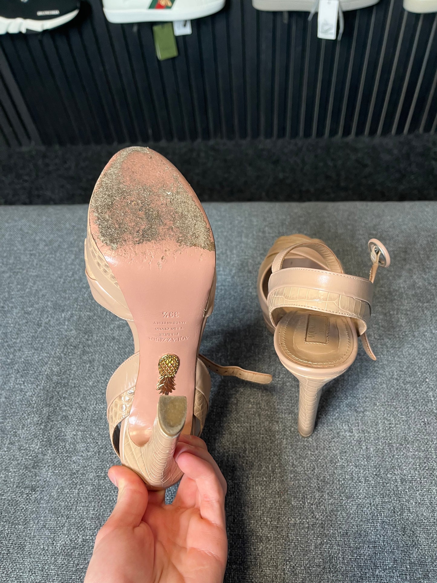 Aquazzura Coquette Leather Platform Sandals Size 39.5 3261