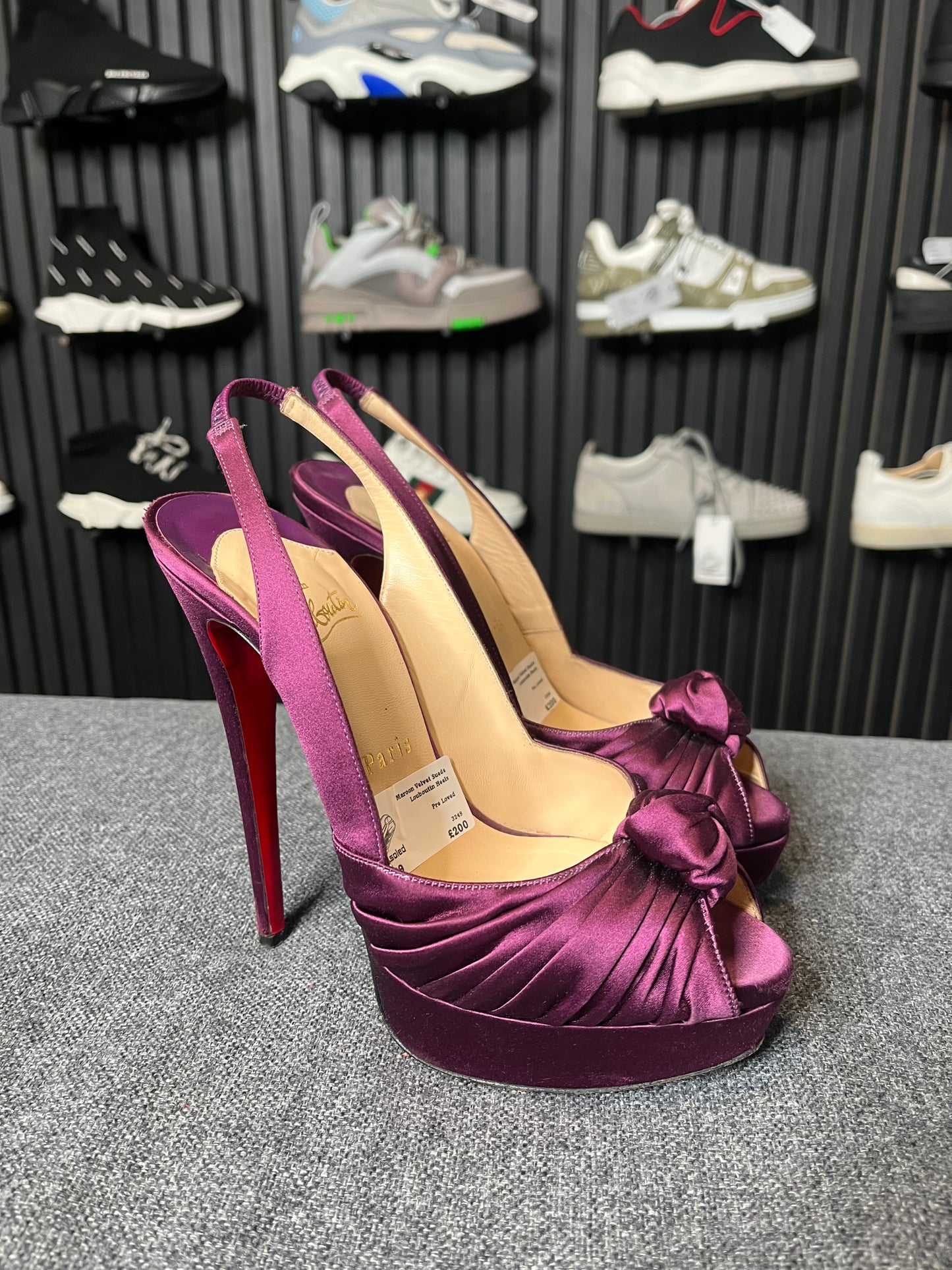 Louboutin Purple Satin Jenny Slingback Pumps Size 39 3249