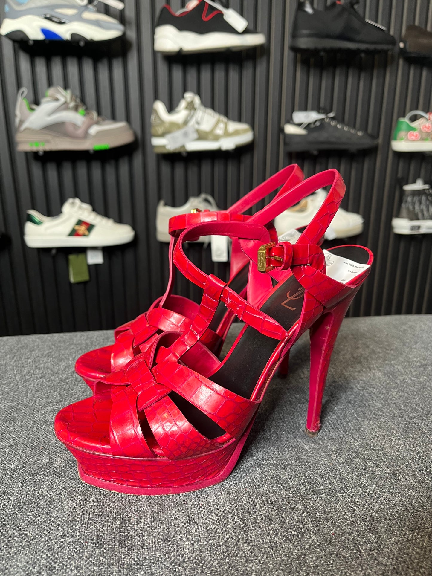 Saint Laurent Tribute Platform Sandals Red Size 39.5 3258