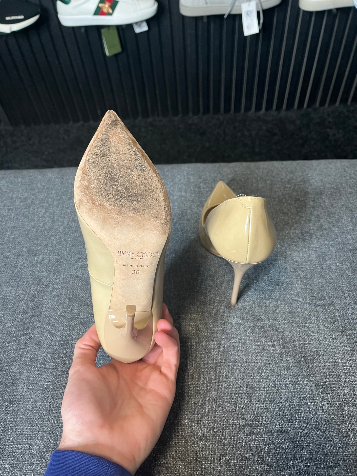 Jimmy Choo Nude Patent Heels UK 3 3273