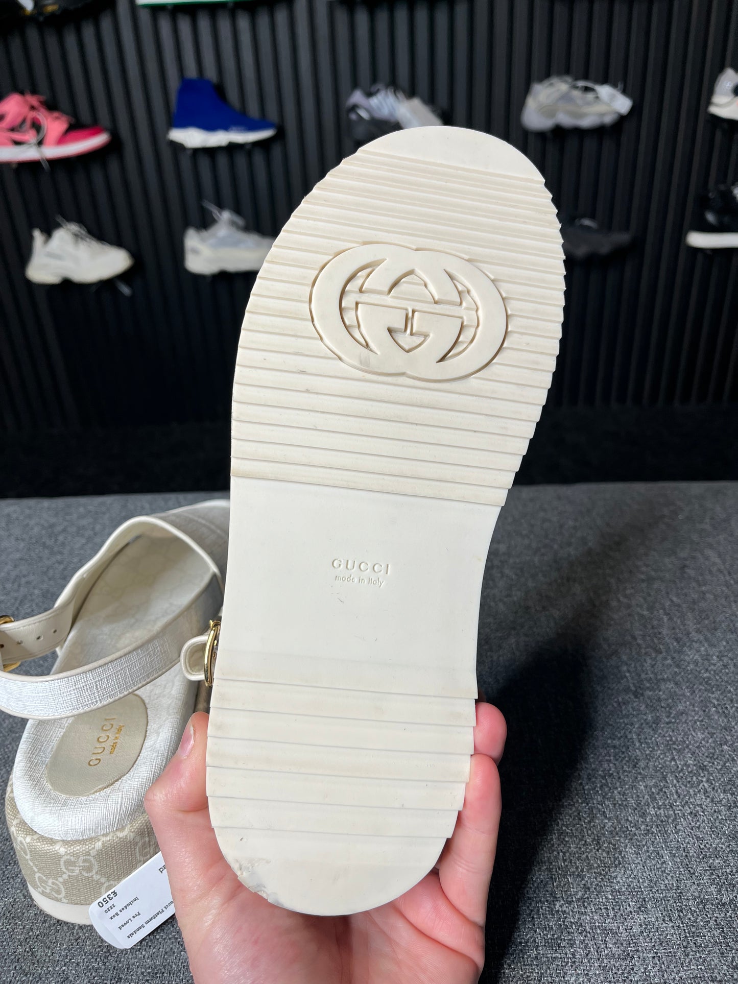 Gucci Beige Platform GG Sandals UK 6 2520