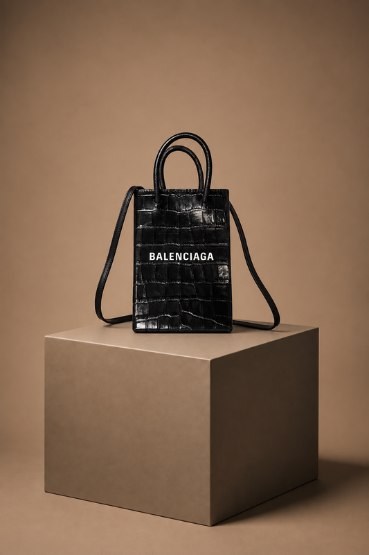Balenciaga Leather Croc Bag 3707