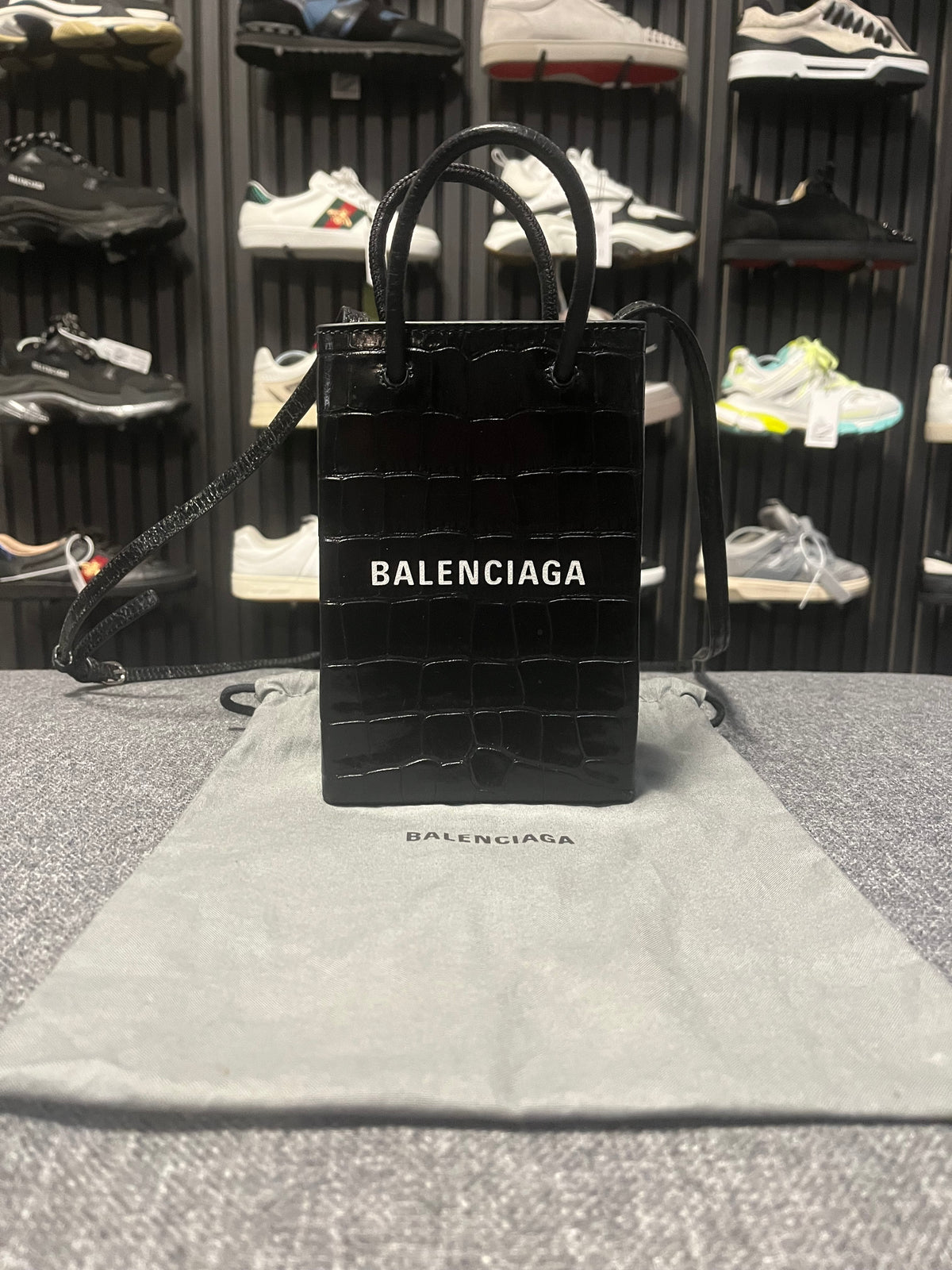 Balenciaga Leather Croc Bag 3707