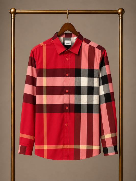 Burberry Red Check Shirt XL 3566