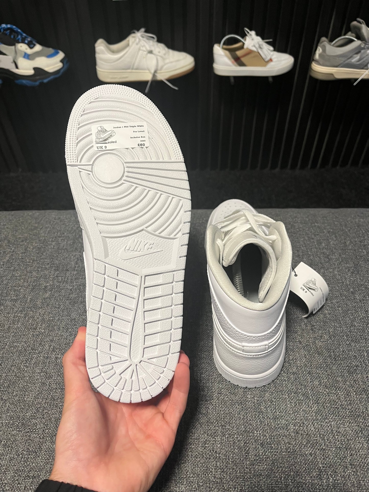 Jordan 1 Mid Triple White UK 9 3590