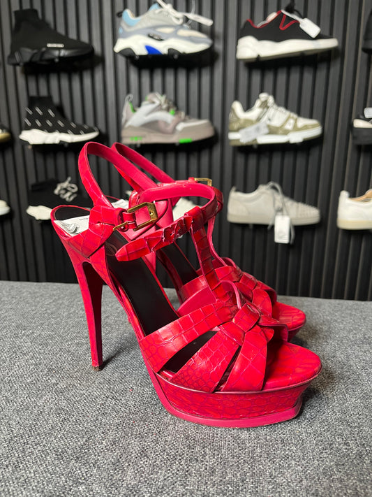 Saint Laurent Tribute Platform Sandals Red Size 39.5 3258