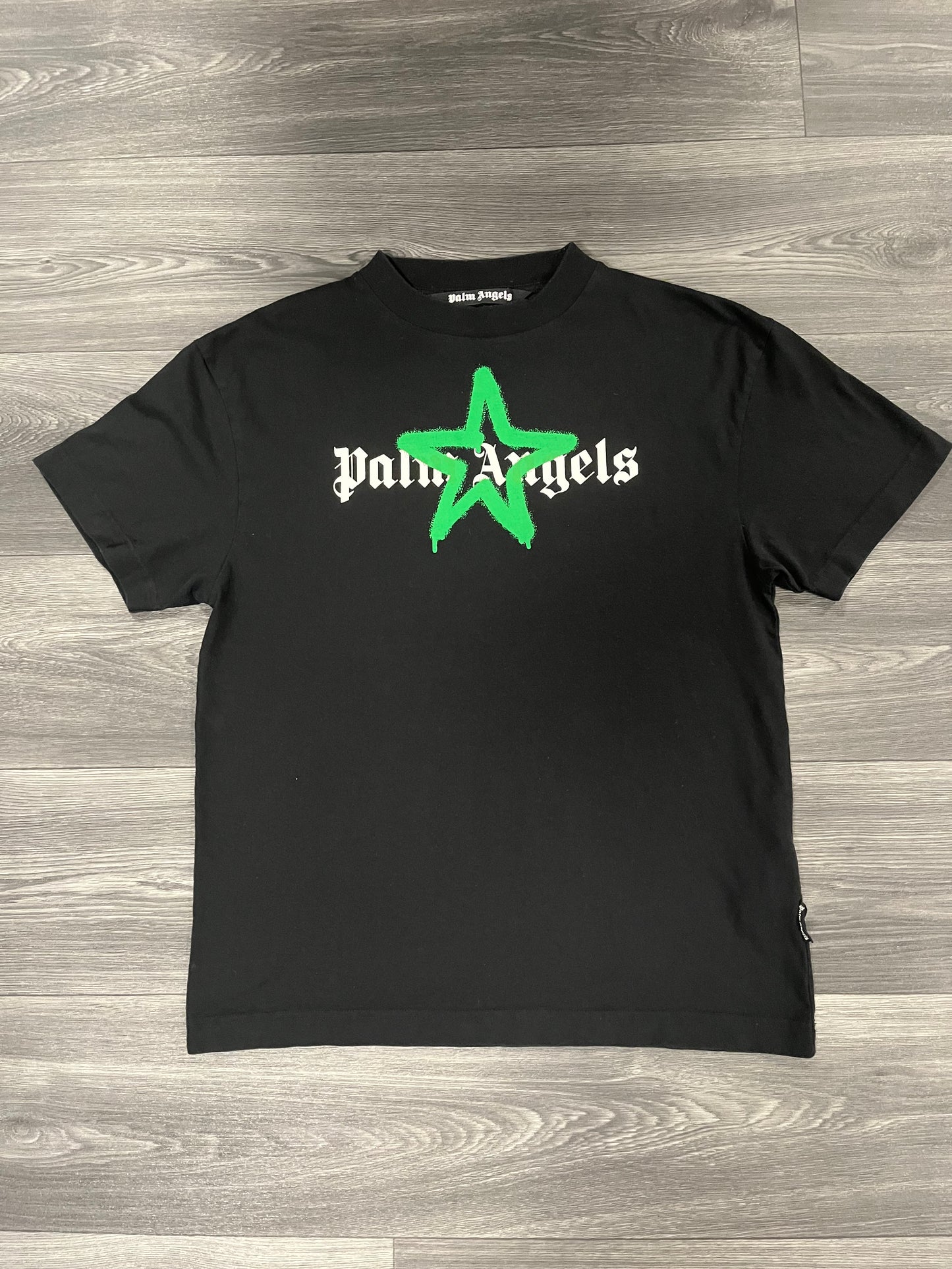 Palm Angels Star Sprayed T-Shirt Black/Green Large 3570