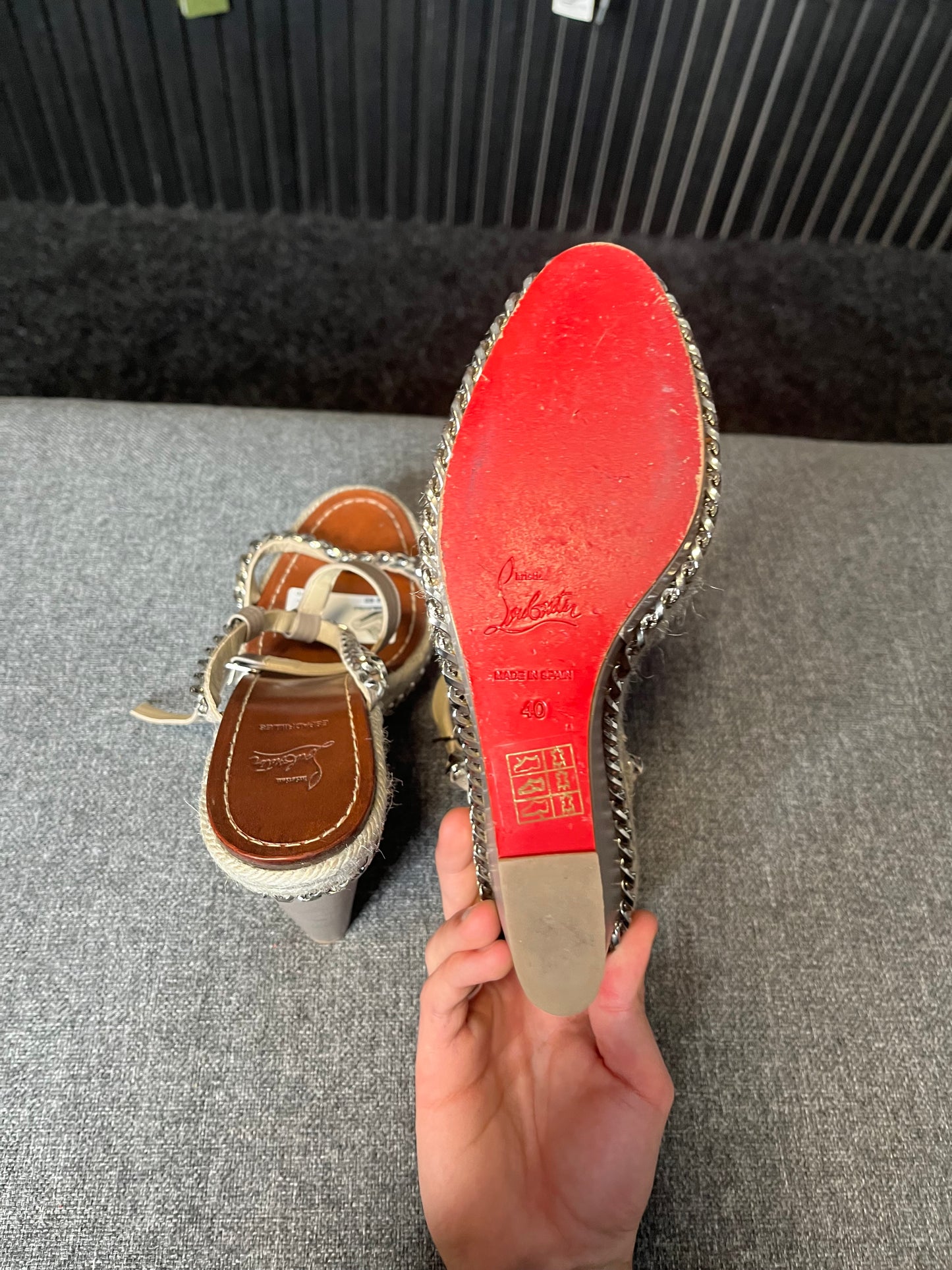 Louboutin Lata Wedge Sandals Size 40 3259