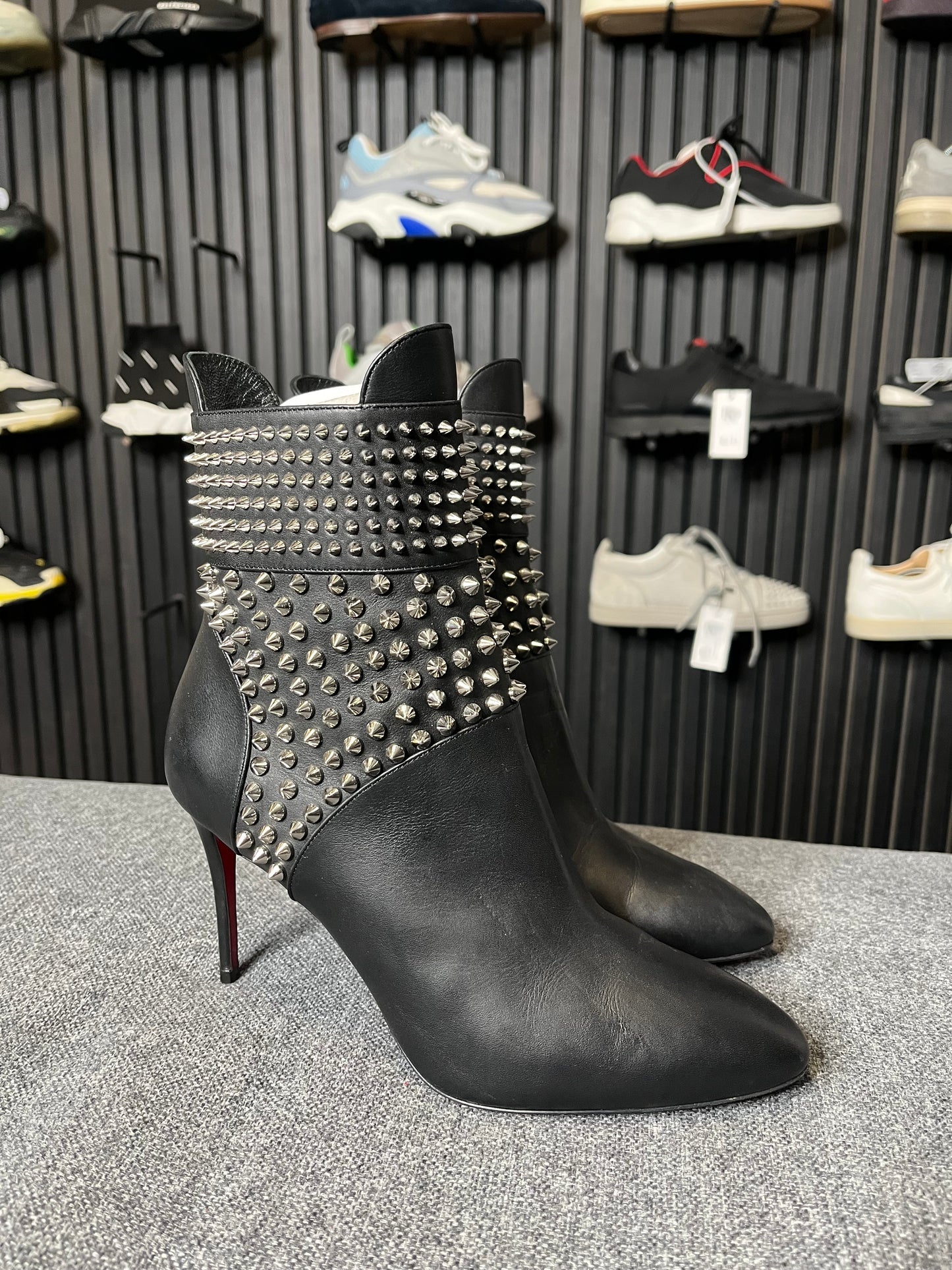 Louboutin Hongroise 85 Black Leather Boots 3283