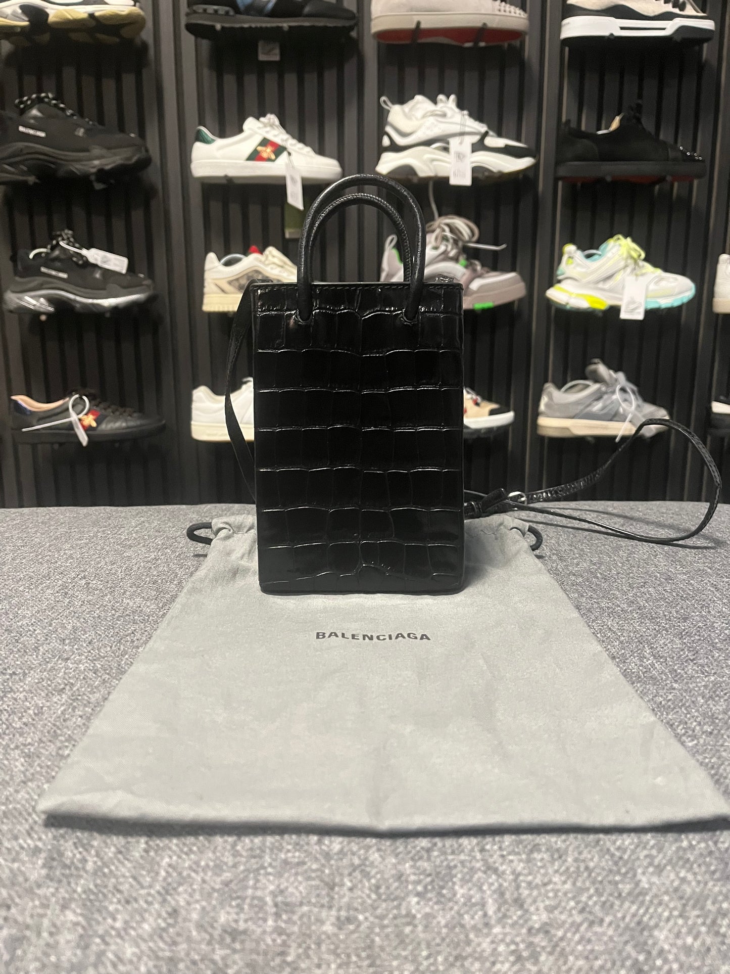 Balenciaga Leather Croc Bag 3707
