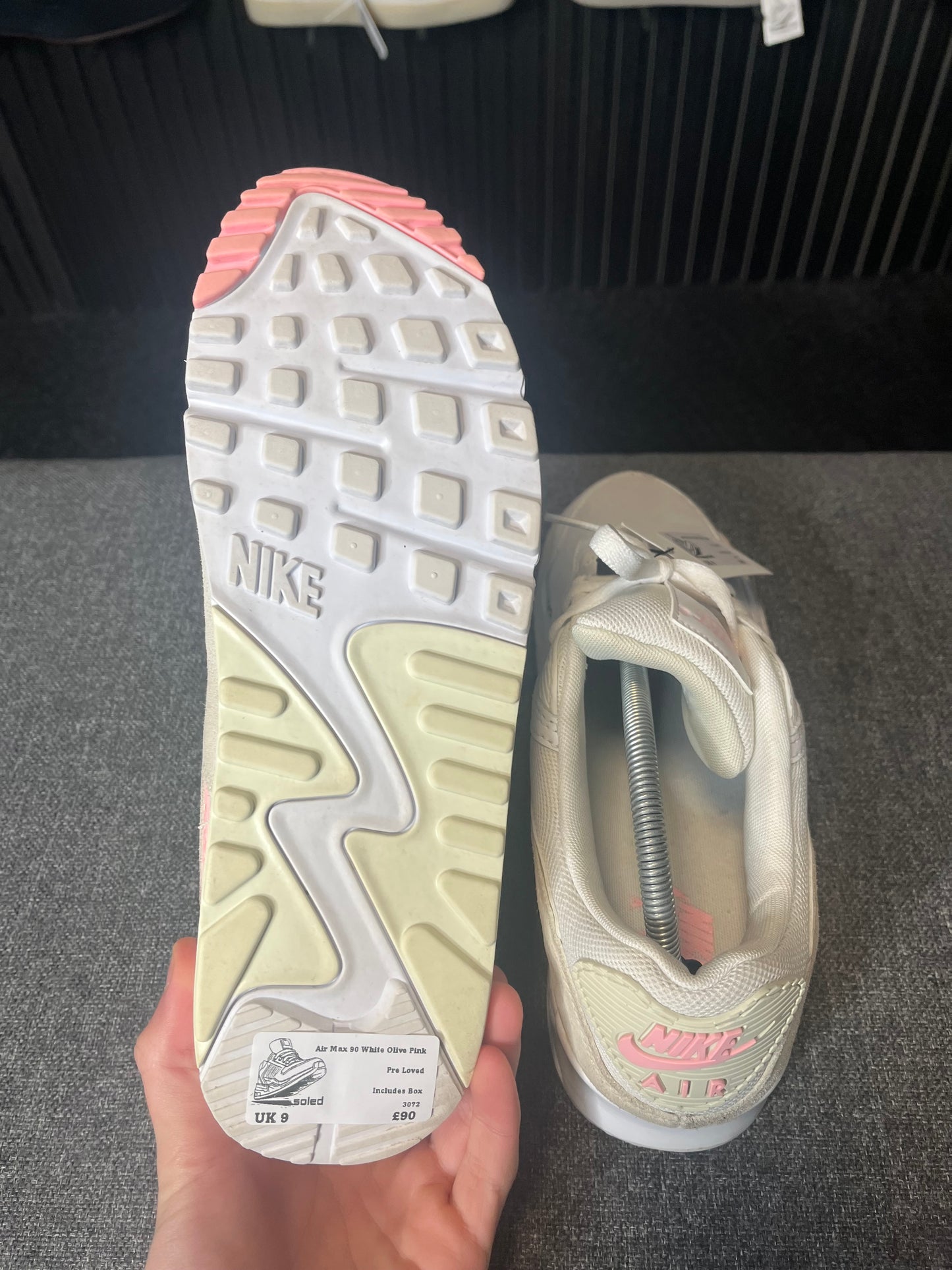 Air Max 90 White Olive Pink UK 9 3072