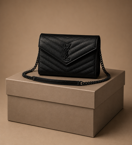 YSL Cassandre Envelope Chain Wallet - Football Card
