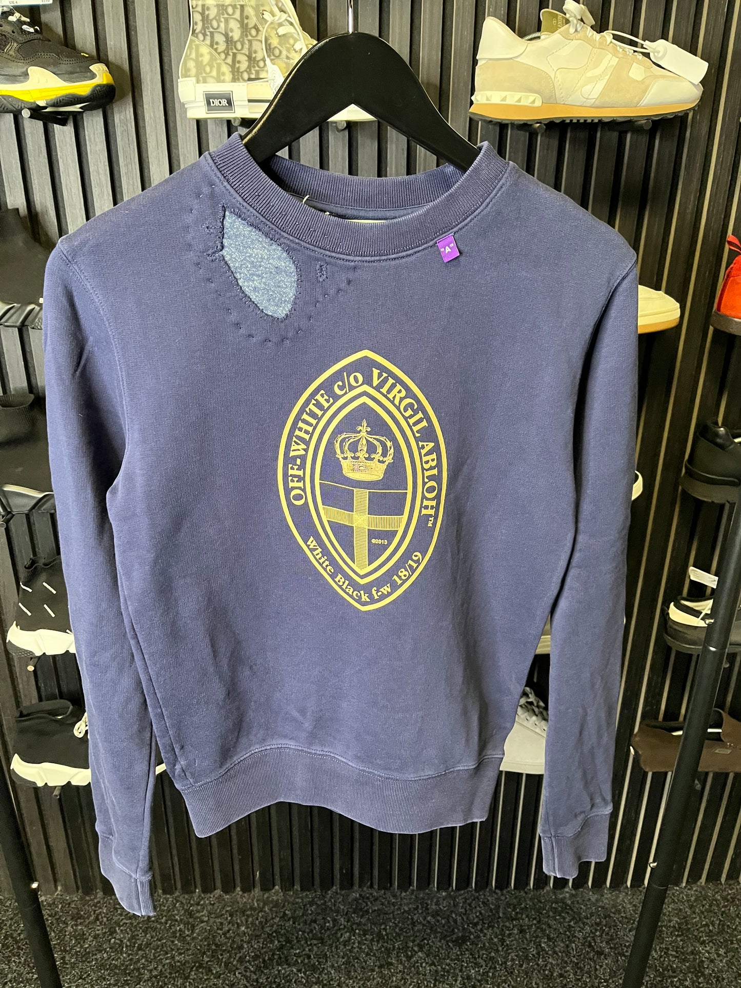 Off White Church Crew Sweatshirt Blue XXS 3146