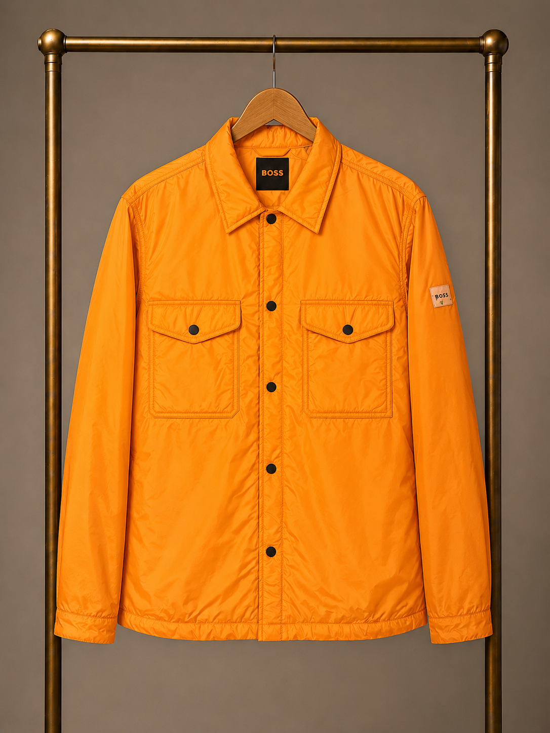 Hugo Boss Lowarm Nylon Overshirt Orange Large 3655