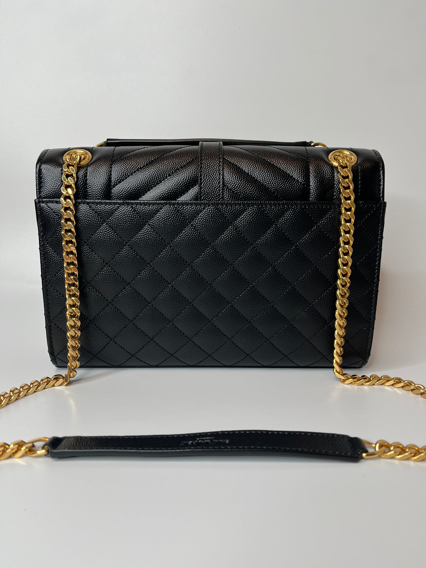 Saint Laurent Monogram Medium Envelope Chain Bag Black/Gold 2177