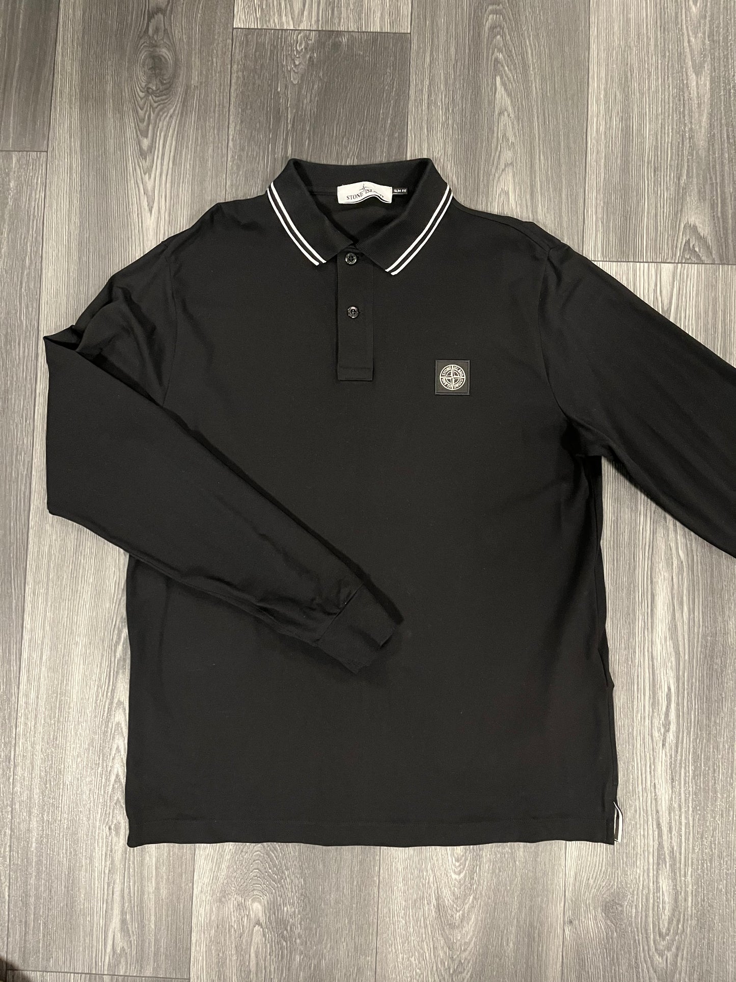 Stone Island Long Sleeve Polo Shirt Black 3671