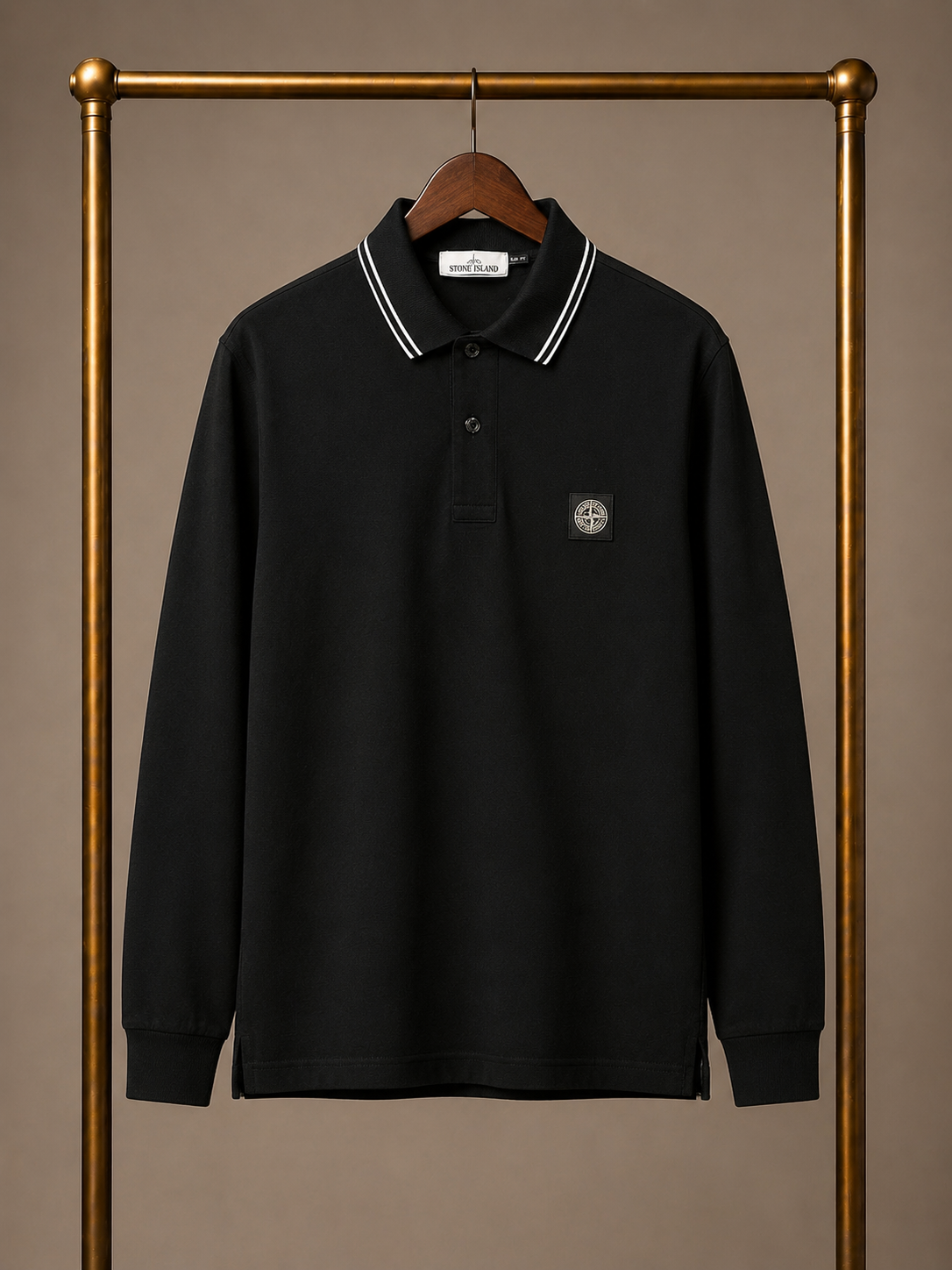 Stone Island Long Sleeve Polo Shirt Black 3671