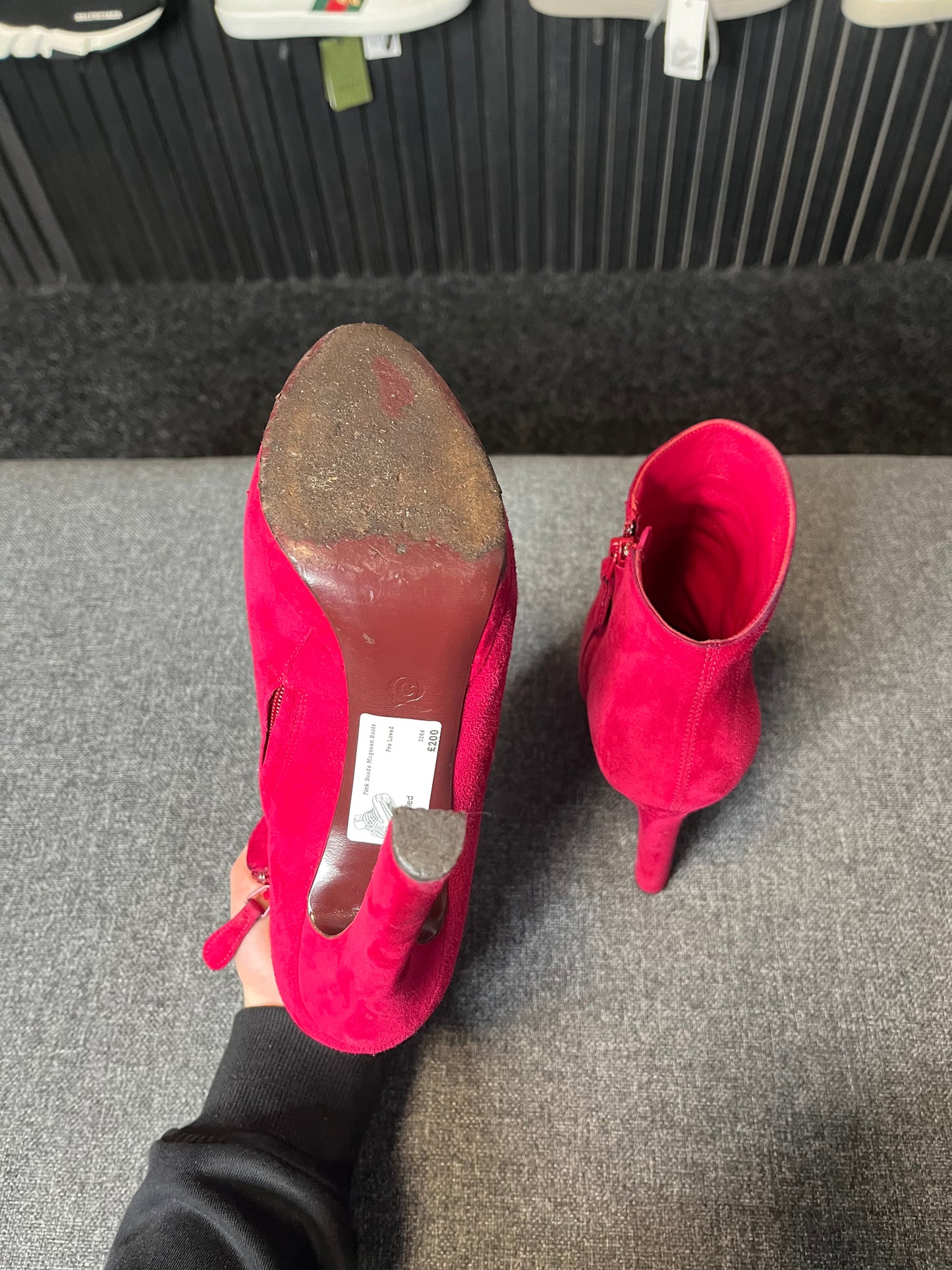 Alexander McQueen Cherry Suede Boots Size 39 3264