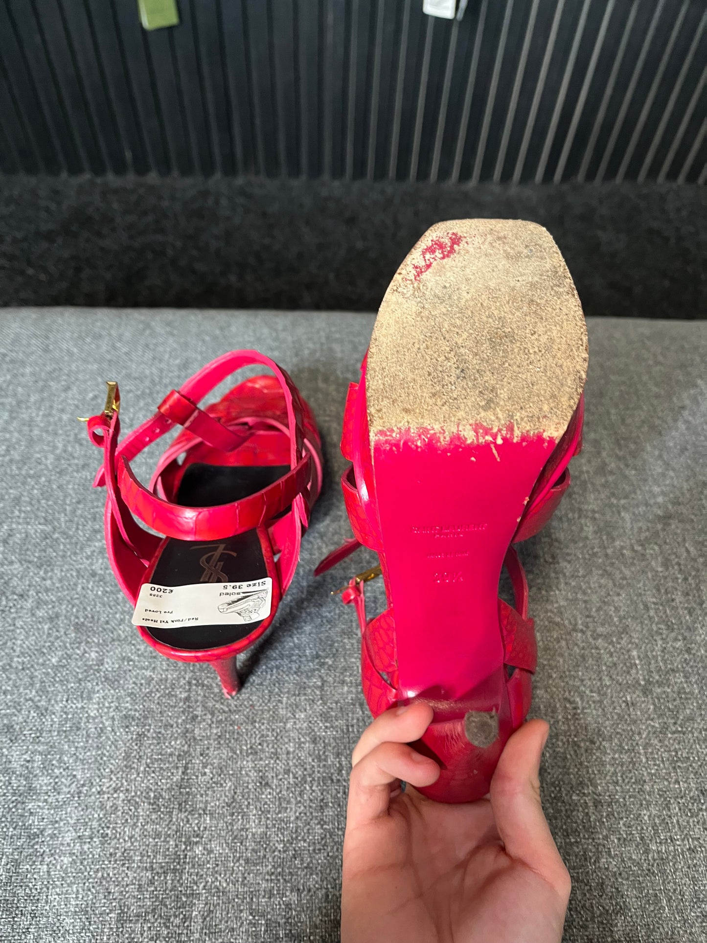 Saint Laurent Tribute Platform Sandals Red Size 39.5 3258