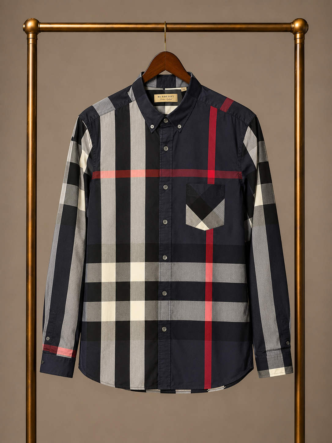 Burberry Navy Check Shirt XL 3567