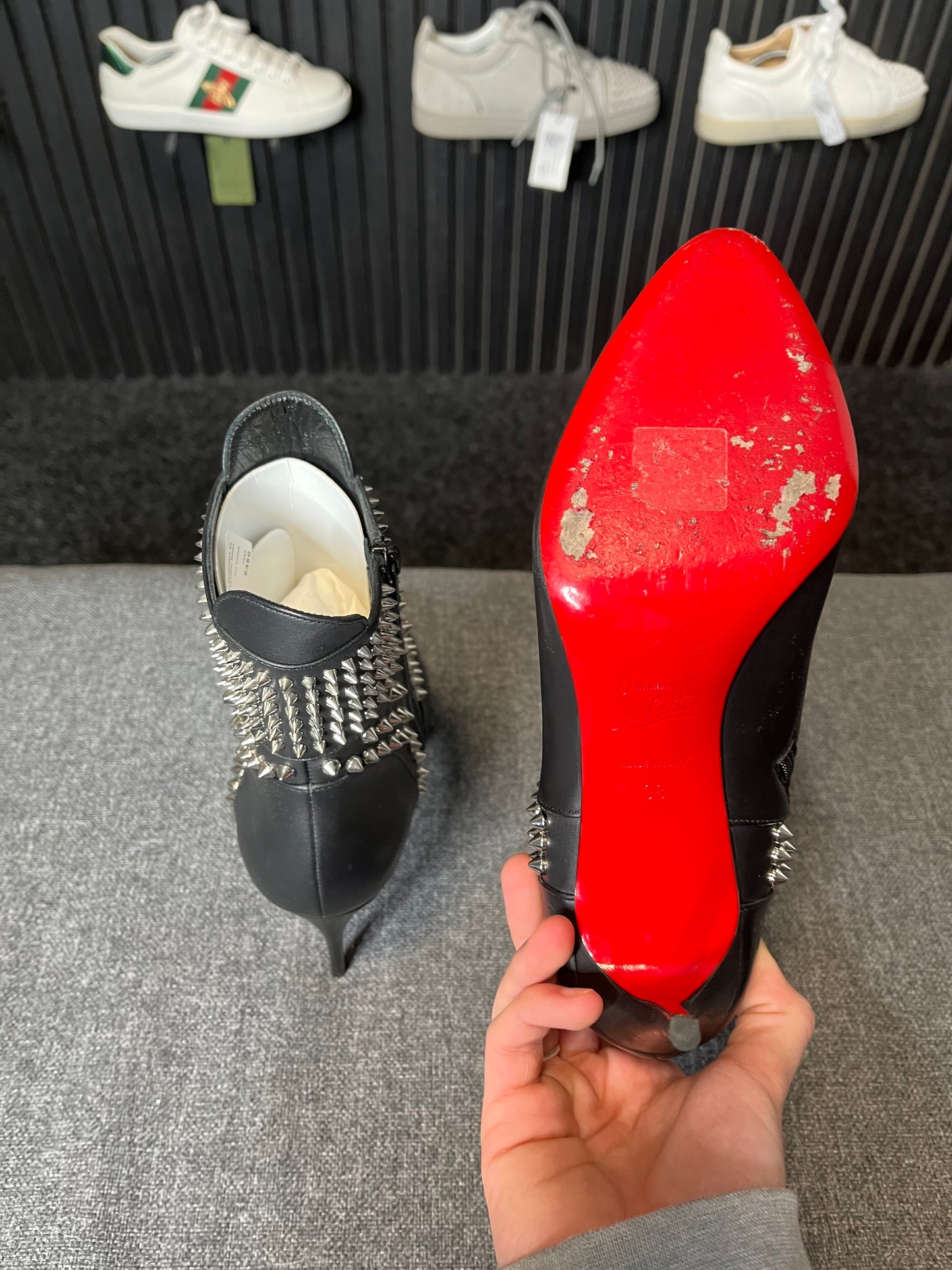 Louboutin Hongroise 85 Black Leather Boots 3283