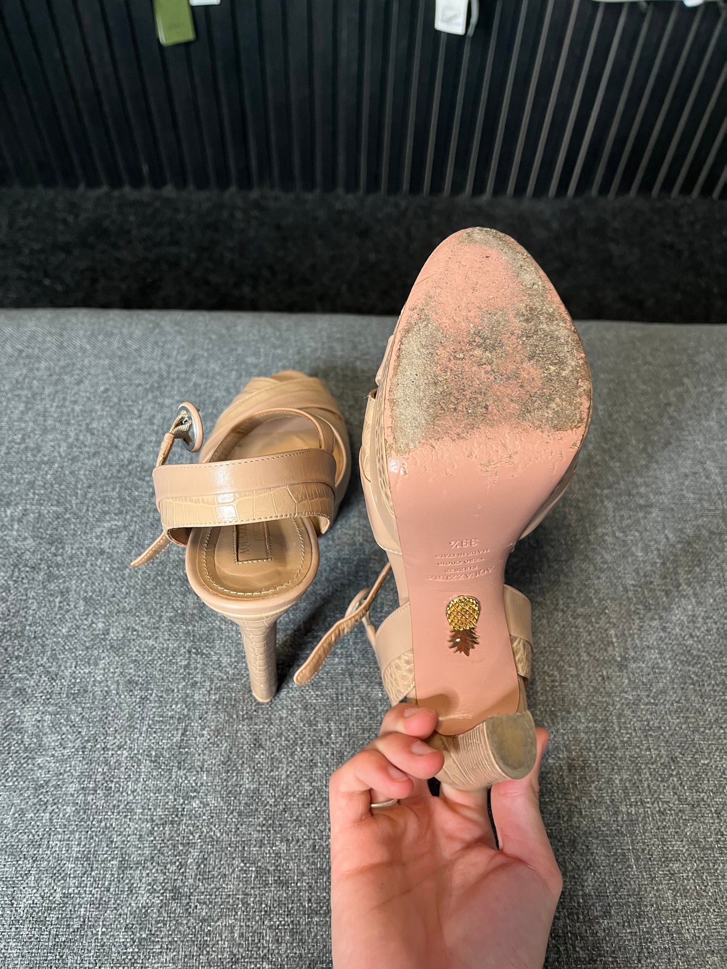 Aquazzura Coquette Leather Platform Sandals Size 39.5 3261