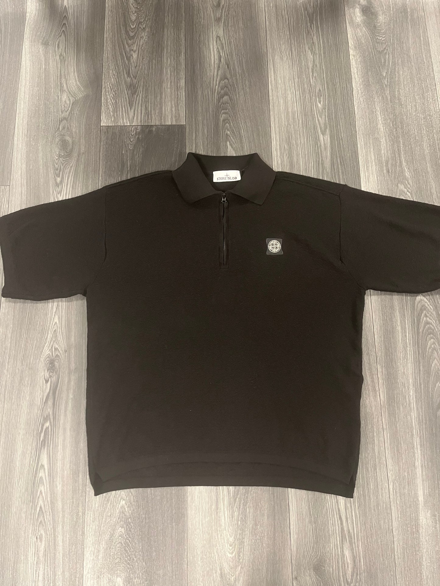 Knit Black Stone Island Polo Large 3701