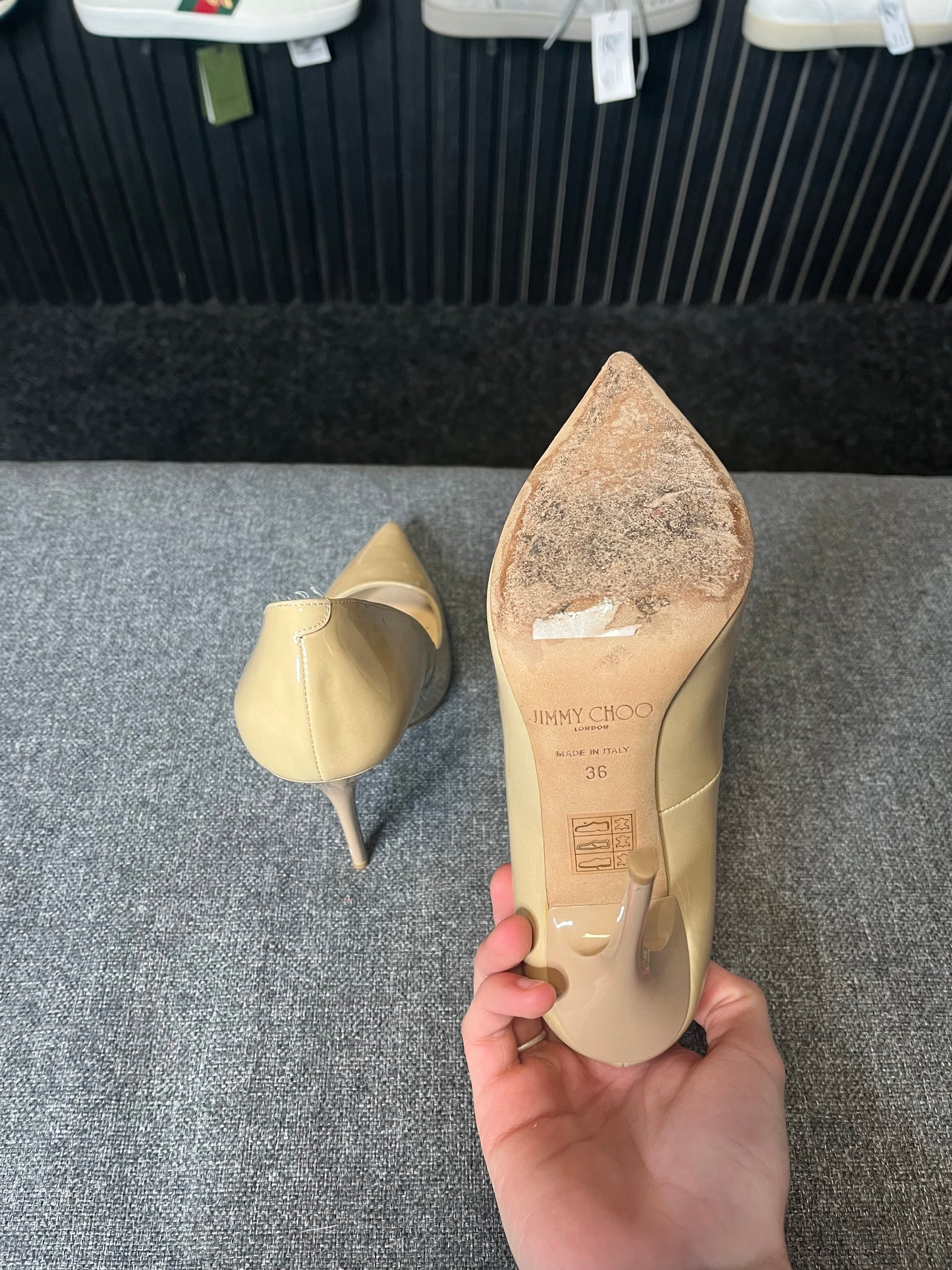 Jimmy Choo Nude Patent Heels UK 3 3273