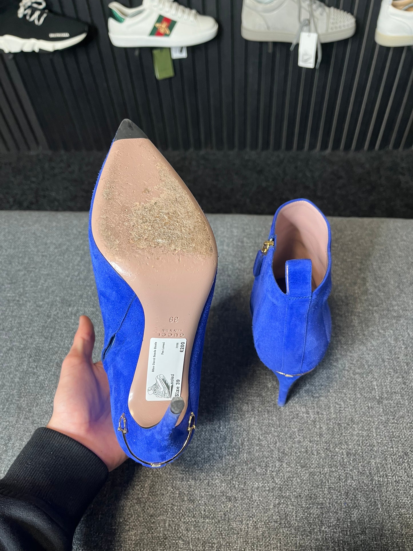 Blue Gucci Suede Boots Size 39 3266