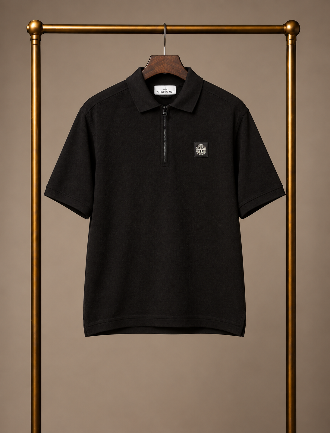Knit Black Stone Island Polo Large 3701