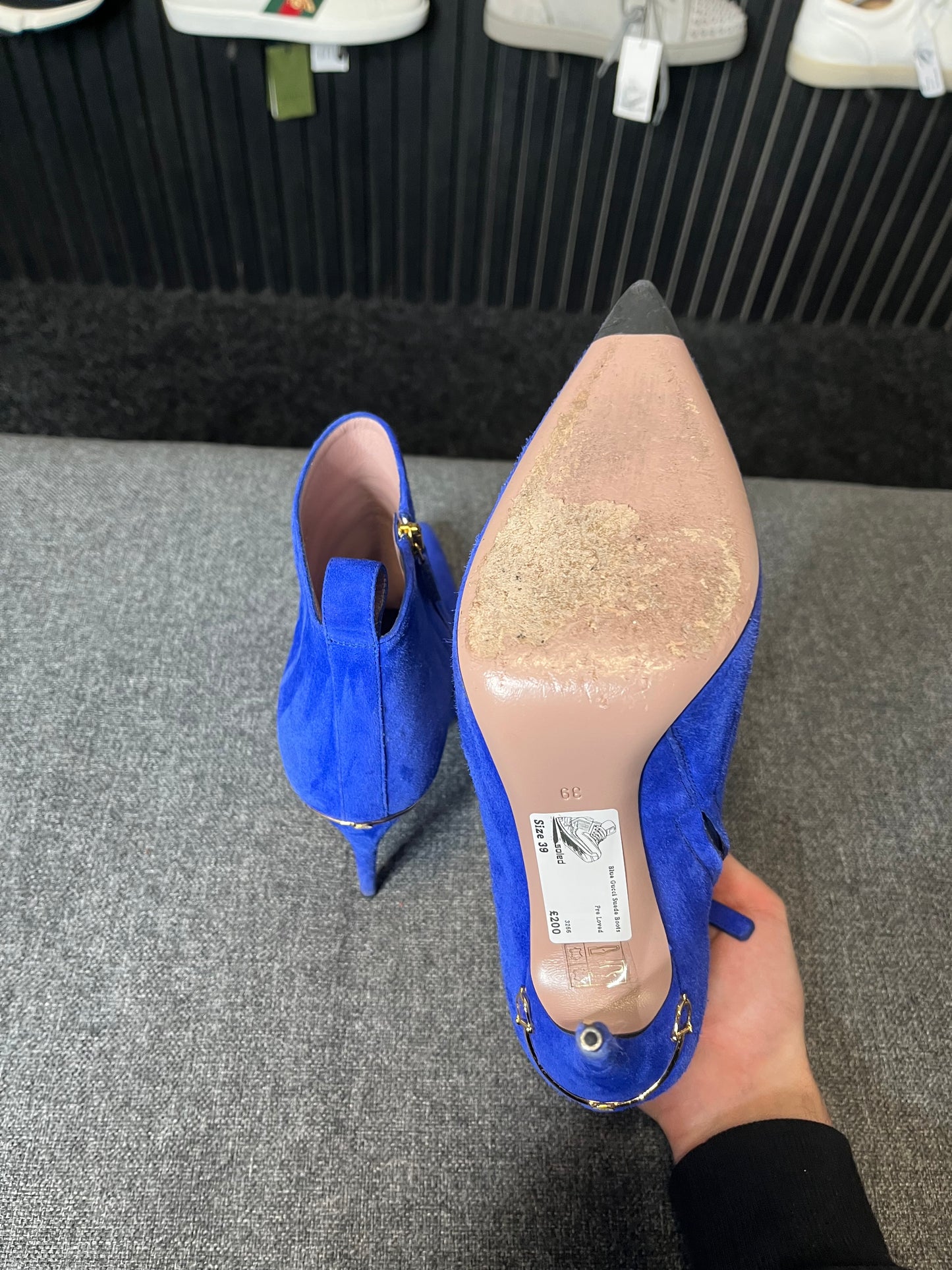 Blue Gucci Suede Boots Size 39 3266