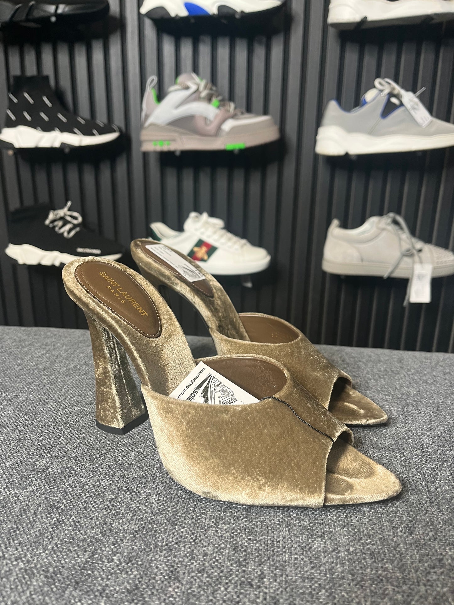 YSL Suite Mules Velvet Heels UK 5 3224