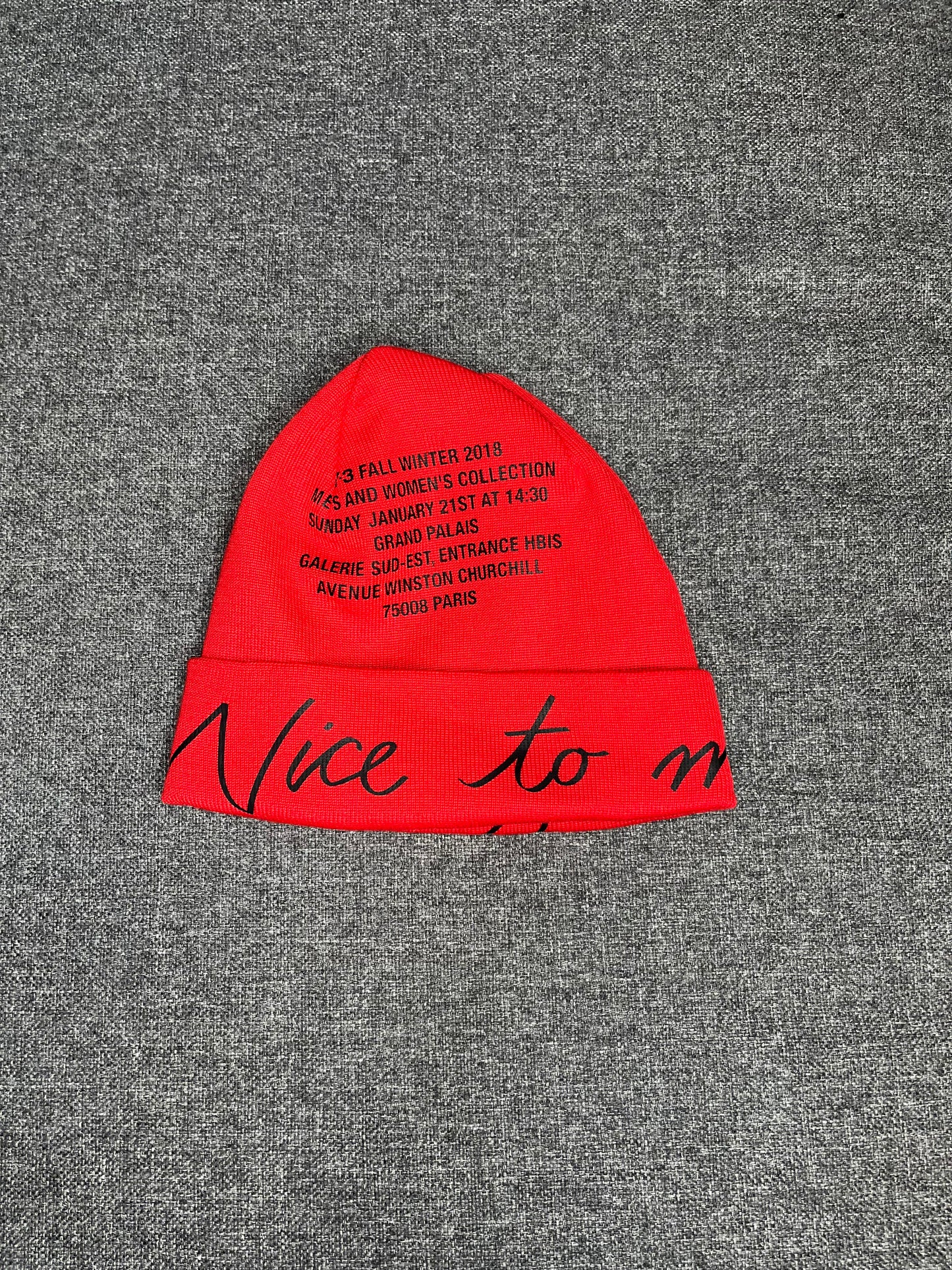 Y3 Nice To Meet You Beanie Catwalk Exclusive 3483