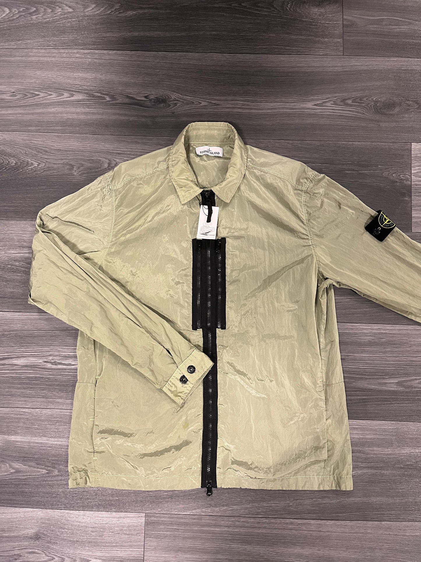 Stone Island Metallic Nylon Overshirt Green XL 3564