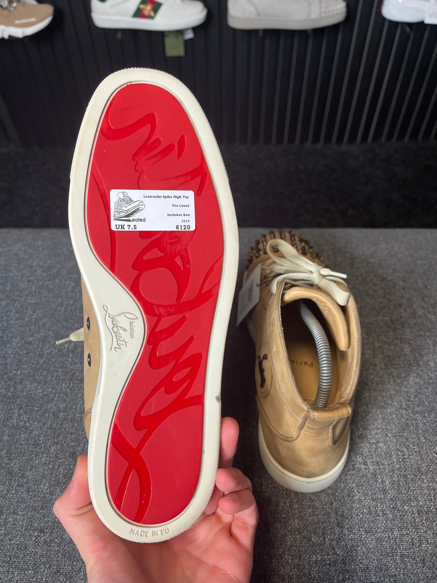 Louboutin Spike High Top Beige UK 7.5 3317
