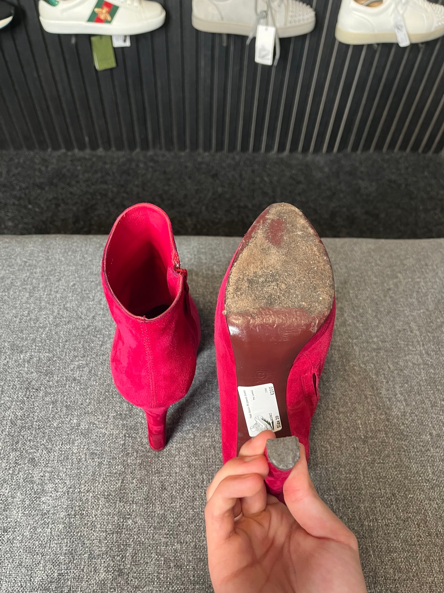 Alexander McQueen Cherry Suede Boots Size 39 3264