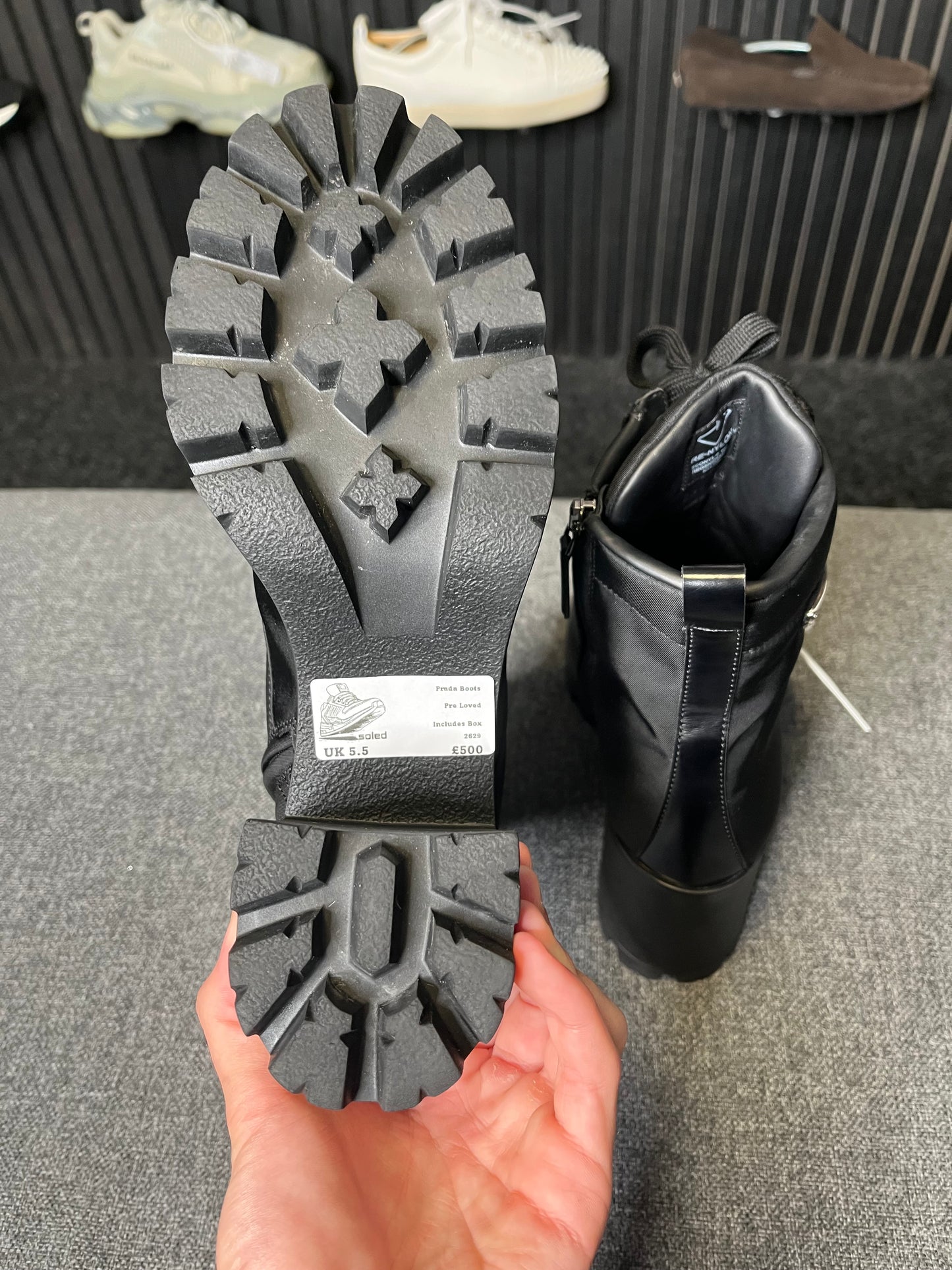 Prada Leather Re-Nylon Boots UK 5.5 2629