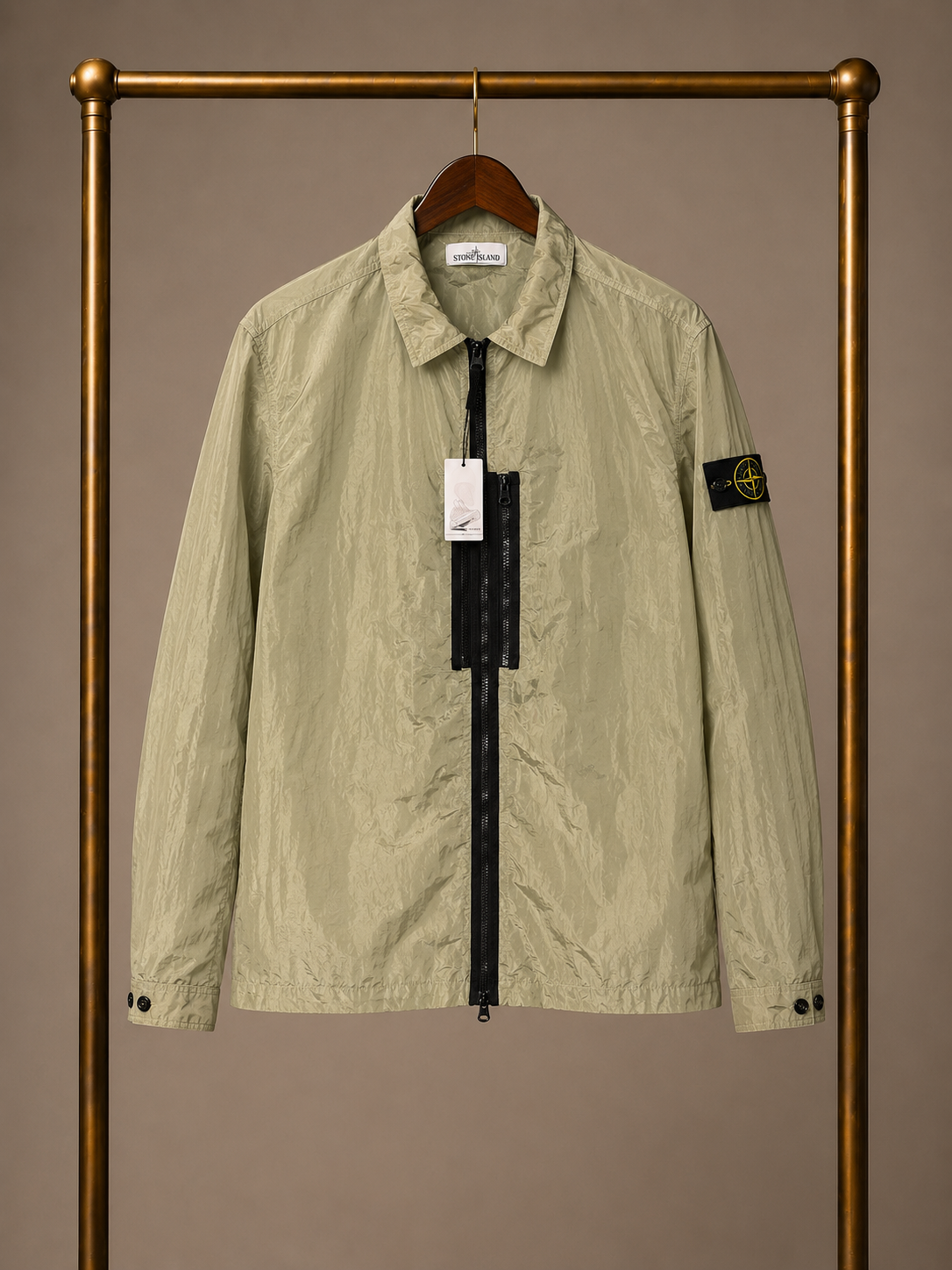 Stone Island Metallic Nylon Overshirt Green XL 3564